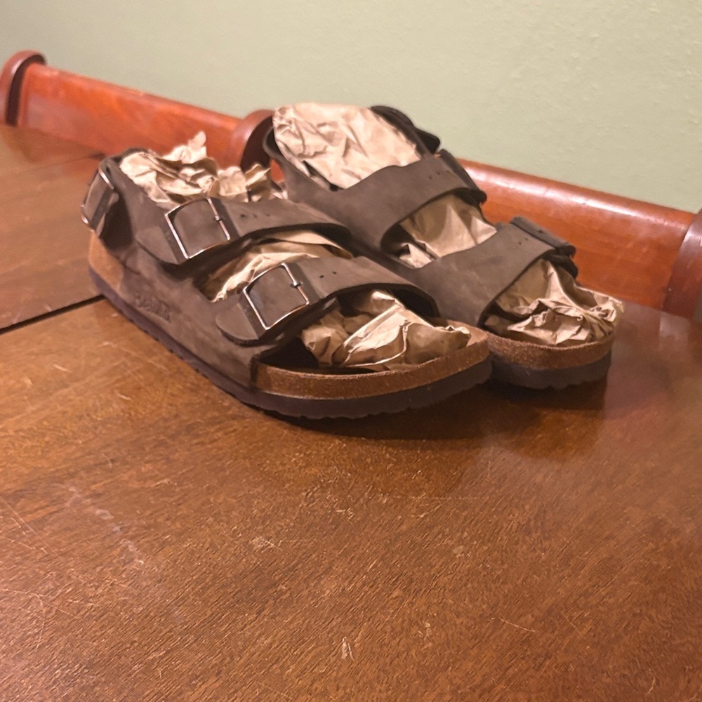 Women's Brown Double-Strap Sandals